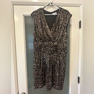 Calvin Klein Black and Silver Sequin Midi Dress
